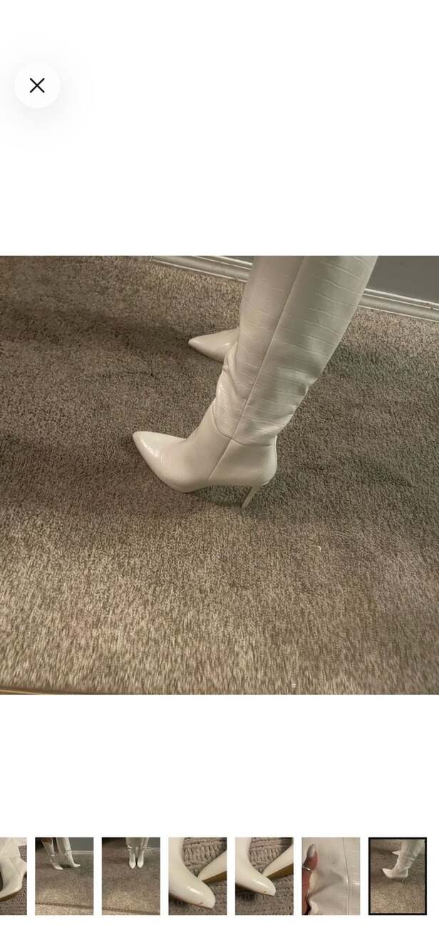 White Croc Embossed Knee High Stiletto Boots new